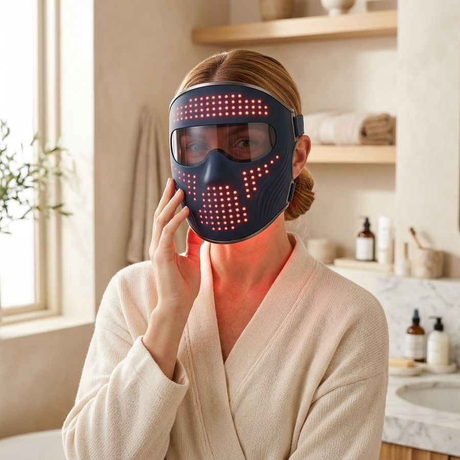 Model wearing the RUISI 3D MASK LED face mask